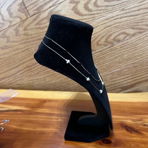 Vintage Set Layering Necklaces Chocker Dainty Chain Rice Beads White Black Korea - Picture 4 of 10